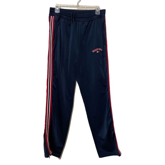 Tommy Hilfiger Blue Vintage 90s Nylon Track Pants Side Logo Mens Medium Y2K 2002 - Picture 1 of 11